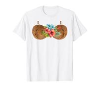 Coquillage de noix de coco imprimé tropical hawaïen costume floral drôle T-Shirt