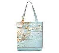 Coquillage de plage Étoile de mer，Sacs d'épicerie réutilisables, sacs fourre-tout de grande capacité, sac à bandoulière en toile