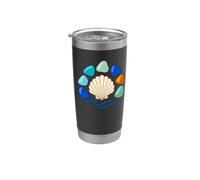 Coquillage de verre de mer et vagues Beachcomber Art coloré Gobelet isotherme en acier inoxydable double paroi