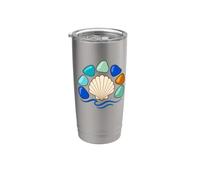 Coquillage de verre de mer et vagues Beachcomber Art coloré Gobelet isotherme en acier inoxydable double paroi