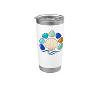 Coquillage de verre de mer et vagues Beachcomber Art coloré Gobelet isotherme en acier inoxydable double paroi