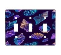 Coquillages de couverture d'interrupteur/couvercles de prise de courant, coquillages d'océan lumineux néon pour décoration côtière, plaques murales en thermoplastique, triple bascule de taille