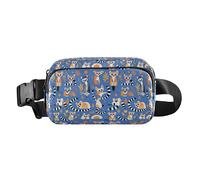 Coquillages de différentes formes et étoiles de mer pour homme et femme, sac à bandoulière mignon pour entraînement, course à pied, randonnée, Lémuriens Madagascar sur motif bleu, 1 Size