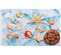 Coquillages Étoile De Mer Mer Océan Vacances Tropicales Drapeau De Festival 90X150Cm Résistant Drapeau De Jardin Double Face Bannière Cour Pour Porte Clubs Événement
