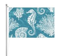 Coquillages Hippocampe Corail,Drapeau de jardin, bannière décorative, drapeau double face, 2 x 3 pieds, pour extérieur et intérieur