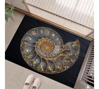 Coquille Fossile Nautile Paillasson Interieur Entree 40 X 60 Cm Tapis Antidérapant Lavable en Machine Absorbant Tapis D'Entrée Intérieur Chien pour Entrée, Porte Et Couloir, Noir Art Ancien