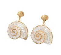 Coquille Saint - Jacques pendentif autour du bord escargot, alliage océan vent boucles d'oreilles, sentiment d'ambiance de vacances, escapade en bord de mer, loisirs, vacances avec tous les jours