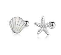 Coquilles d'étoiles de mer asymétriques sucrées à vis Boucle d'oreille à vis pour femmes bijoux fins