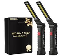 Coquimbo 2 Pièces Lampes de Travail USB Rechargeable, COB Baladeuse Lampe de Poche avec Base Magnique, 5 Modes Lumière Blanche/Rouge Lampe Atelier pour Camping, Garage, Auto (Grand)