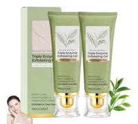 Coracode Triple Enzyme Exfoliating Gel,Triple Enzyme Green Tea Exfoliating Aqua Peel Gels,Coracode Gel Exfoliant Visage,Gommage Corps Exfoliant, Deep Pore Face Exfoliant,Gentle Exfoliator,100g，2PC