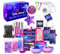 Coradoma Galaxy Slime Kit DIY avec poudre phosphorescente dans le noir, pour enfants, avec étoiles, paillettes et autocollants, slime galactique avec poudre phosphorescente