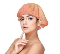Corail Aquarelle Nuances Rose Orange,Bonnet de nuit en satin pour adulte - Bonnet de nuit élastique pour femme, couvre-cheveux de nuit