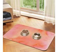 Corail Aquarelle Nuances Rose Orange,Tapis d'alimentation pour Animaux de Compagnie, Sets de Table en Cuir PU pour Chats et Chiens,40x60cm
