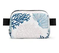 Corail Bleu Turquoise Marin,Sac Banane carré de Voyage, Sac de Poitrine décontracté, Sac Banane pour Hommes et Femmes