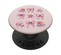 Corail Reef Sea Ocean Girl Pink Coquette Bow PopSockets PopGrip Adhésif