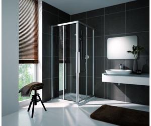 Coral corner shower sliding door two-part with fixed panel myDay ESF2 90/80 875-895x775-795x2000mm, VB029S2220DA1, Cabines de douche: Cadre : Argent poli, Verre : ESG