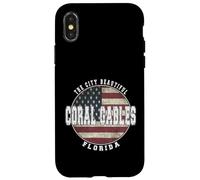Coral Gables Floride, Drapeau américain Vintage Coque pour iPhone X/XS