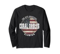 Coral Gables Floride, Drapeau américain Vintage Manche Longue