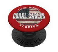 Coral Gables Floride, Drapeau américain Vintage PopSockets PopGrip Adhésif