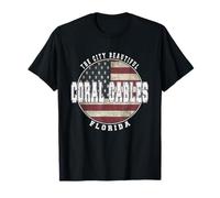 Coral Gables Floride, Drapeau américain Vintage T-Shirt