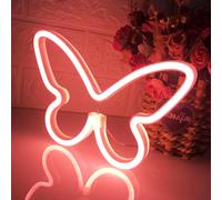 Coral Powder Led Néon Logo Papillon Coloré Forme Usb/Aa Piles Double Usage Cadeau Pour Les Filles Mignon,Sûr,Léger,Économie D'énergie Veilleuse