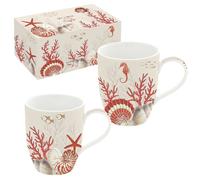 CORAL REEF coffret 2 mugs 35cl en porcelaine