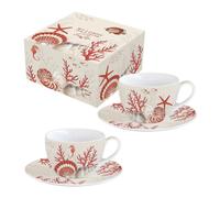 CORAL REEF coffret 2 tasses à café 11 cl en porcelaine