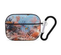 Coral Reef Coque rigide anti-rayures en polycarbonate avec porte-clés, accessoires pour AirPod Pro 2e/1ère coque pour homme et femme, style noir