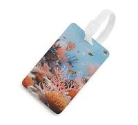 Coral Reef - Étiquettes de bagage avec carte d'identité, étiquettes de sac de voyage durables, étanches pour valises, sacs à dos et étuis de voyage, style blanc
