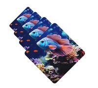 Coral Reef Fish Aquarium Lot de 4 désodorisants carrés à suspendre pour voiture, maison, bureau, placard, salle de bain