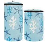 Coral Reef Lot de 2 sacs à chaussures en maille pour machine à laver Motif étoile de mer Bleu, Coral Reef Étoile de mer Bleu sous-marin, 1 Size