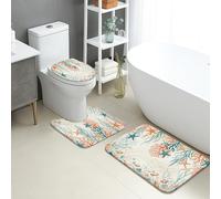 Coral Reef Lot de 3 tapis de bain à séchage rapide, motif étoile de mer, absorbant, antidérapant, lavable en flanelle pour décoration de salle de bain