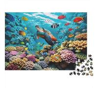 Coral Reef Puzzles 1000 Pièces Recyclé Tropical Fish et Turtle Senior Puzzles Jeu de Soirée Accessoires Great Cadeau Idea for Family and Amis Birthdays 52x38cm/1000pièces