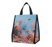 Coral Reef - Sac à déjeuner isotherme pour homme et femme, grand sac d'épicerie réutilisable, grand sac isotherme étanche et pliable pour le travail, le camping, le pique-nique