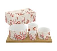CORAL REEF set apéritif 4 coupelles en porcelaine