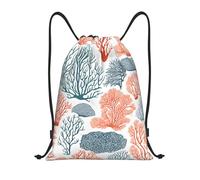Coral Reef Titre : Sac de sport léger avec cordon de serrage, imperméable, pliable, avec bandoulière réglable, idéal pour le sport, le yoga, les voyages et l'école, Noir , M