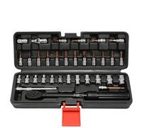 CoralHarven 33PCS Cle dynamometrique velo, clé dynamométrique 1/4 pouce 2-24 Nm, précision d'erreur ±3%, cliquet réversible 72 dents, kit d'outils pour l'entretien des vélos (Black)