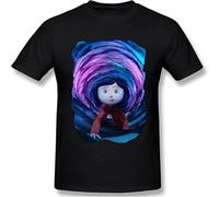 Coraline Movie Men's Summer Cotton Work Men's T Shirt Unisex Mens Tees Black XL