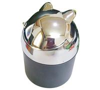 Coralpearl Cendrier Rond en Métal de Table avec Poussoir Couvercle pour Cigarettes, Fermé Moderne en Acier, Sans Fumée Coupe-Vent pour Maison, Terrasse, Voiture, Extérieur et Intérieur