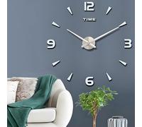 Coraltree Horloge Murale Moderne silencieuse à Monter soi-même, Autocollant 3D, pour décoration de Maison, Restaurant, Bureau et hôtel (Argent)