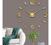 Coraltree Horloge Murale Moderne silencieuse à Monter soi-même, Autocollant 3D, pour décoration de Maison, Restaurant, Bureau et hôtel (Or)