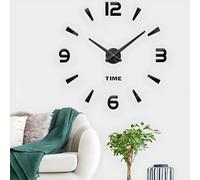 Coraltree Horloge Murale Moderne silencieuse à Monter soi-même, Autocollant 3D, pour décoration de Maison, Restaurant, Bureau et hôtel (Noir)