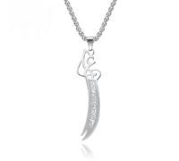 Coran arabe Imam Ali Pendentif à l’épée Imam Ali Chaîne en acier inoxydable