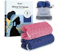 CORATED 2 Pièces de Filet à Bain Africain, Eponge à Bain pour l'Exfoliation du Corps, Gant à Exfolier le Dos - Produits de Nettoyage Beauté pour la Douche/SPA (Rose et Bleu)