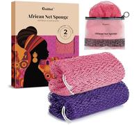 CORATED 2 Pièces de Filet à Bain Africain, Eponge à Bain pour l'Exfoliation du Corps, Gant à Exfolier le Dos - Produits de Nettoyage Beauté pour la Douche/SPA (Rose et Violet)