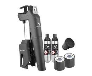 Coravin - Timeless Three+ Système de Préservation du Vin | Facile à Utiliser, Protège Le Vin de l’Oxydation Pendant Plus de 2 Ans | 2 Bouchons à Vis & Bouchon Aérateur Inclus, Noir
