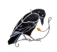 Corbeau à suspendre au mur, attrape-soleil corbeau d'Halloween, décoration de fenêtre en verre, accessoires de vacances, pour fenêtres ou portes, décoration d'intérieur (A)