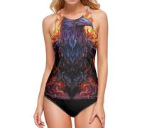 Corbeau Animal en Colère Débardeur Maillot de Bain Fille Tankini Haut Maillot de Bain Femme pour Plage et Piscine