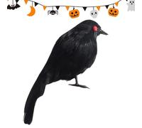 Corbeau artificiel, corbeaux artificiels Halloween | Oiseaux Corbeaux à plumes noires - Décor de corbeau de 6.3 pouces, accessoire de pour fête, cour, arbre, jardin, Patio, décorations intérie