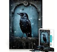 Corbeau Assis sur Une Pierre tombale Puzzle de 1000 pièces pour Adultes Jeu de réflexion Image Douce et relaxante Assembler Joli Cadeau (38x52cm)